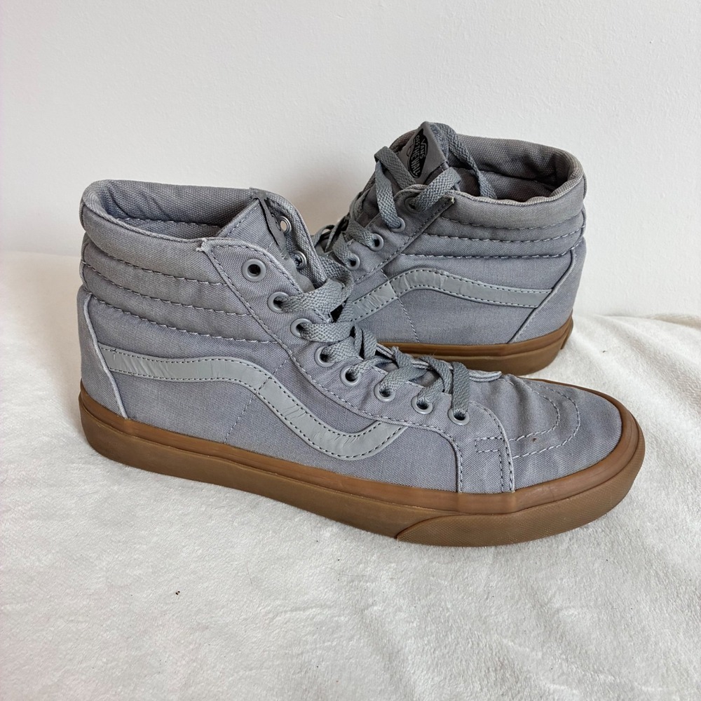Vans Sk8-Hi Gray Canvas Gum Sole High Top Sneakers Mens 9 Womens 10.5